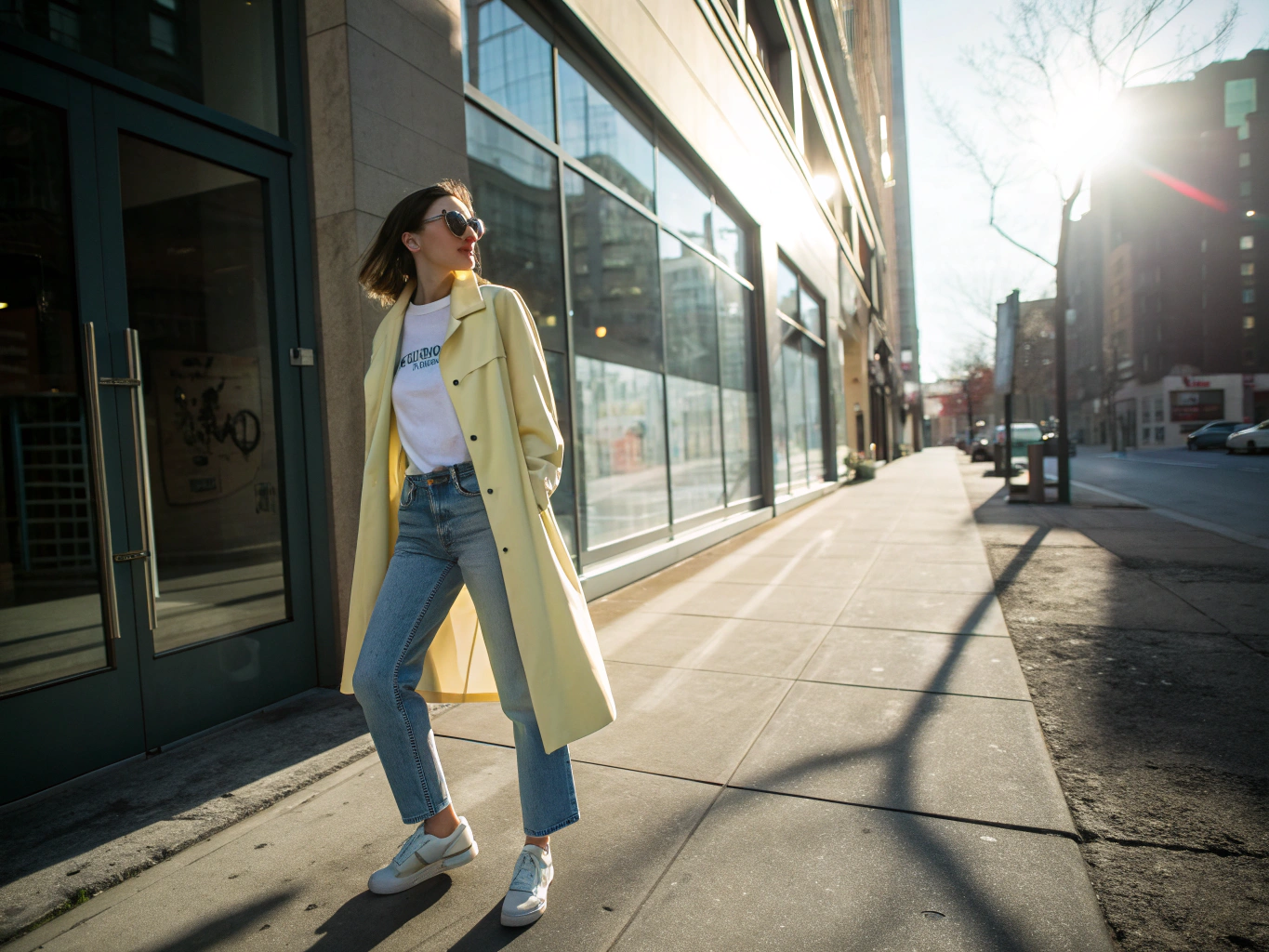 Customer look wearing Vivid Block Trench Coat