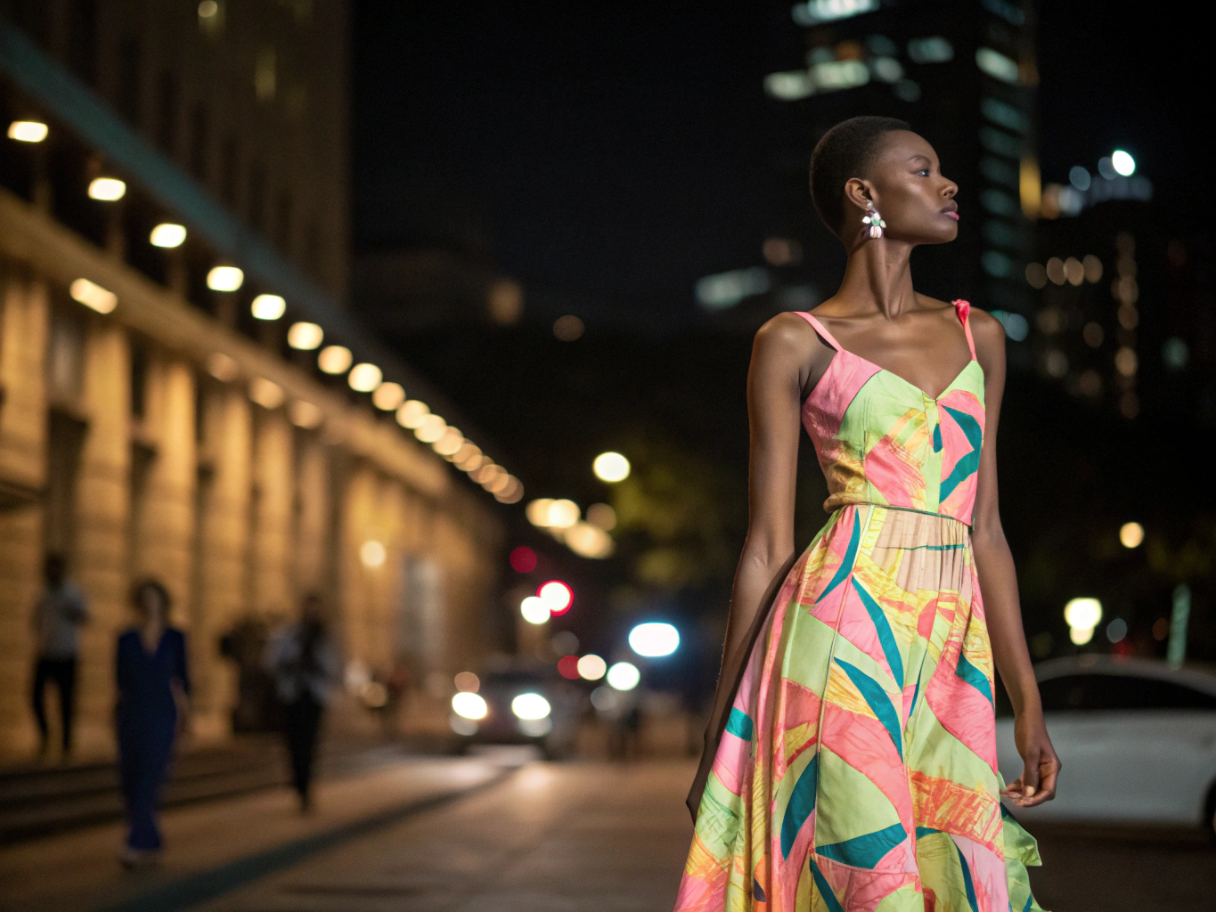 Customer look wearing Sunburst Tiered Midi Dress